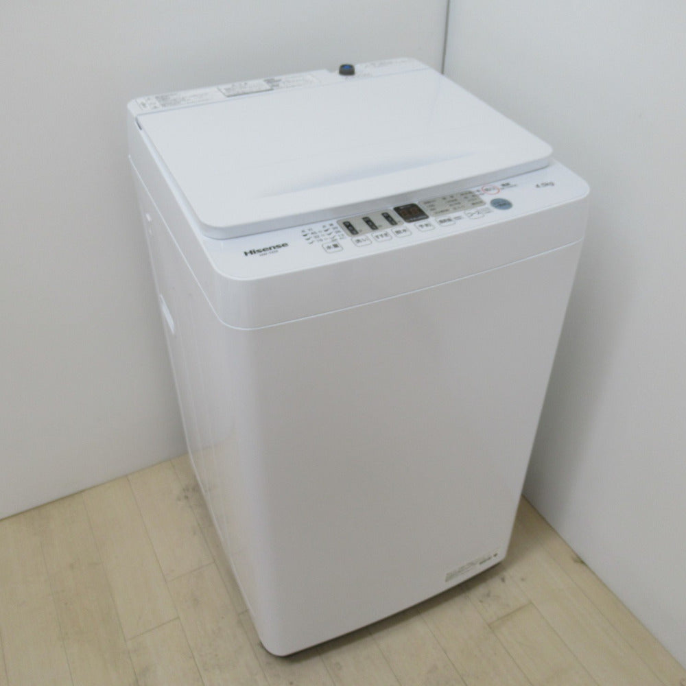 Hisence ハイセンス 全自動洗濯機 4.5kg HW-T45F 2022年製 ホワイト 簡易乾燥機能付 一人暮らし 洗浄・除菌済み