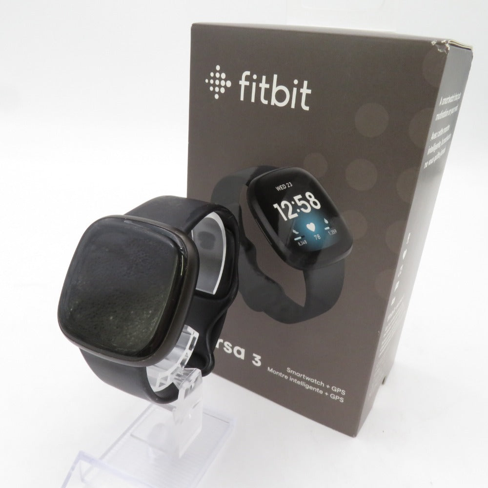 Fitbit フィットビット スマホアクセサリー Versa3 スマートウォッチ GPS搭載 耐水 Black ブラック S/L サイズ  FB511BKBK-FRCJK