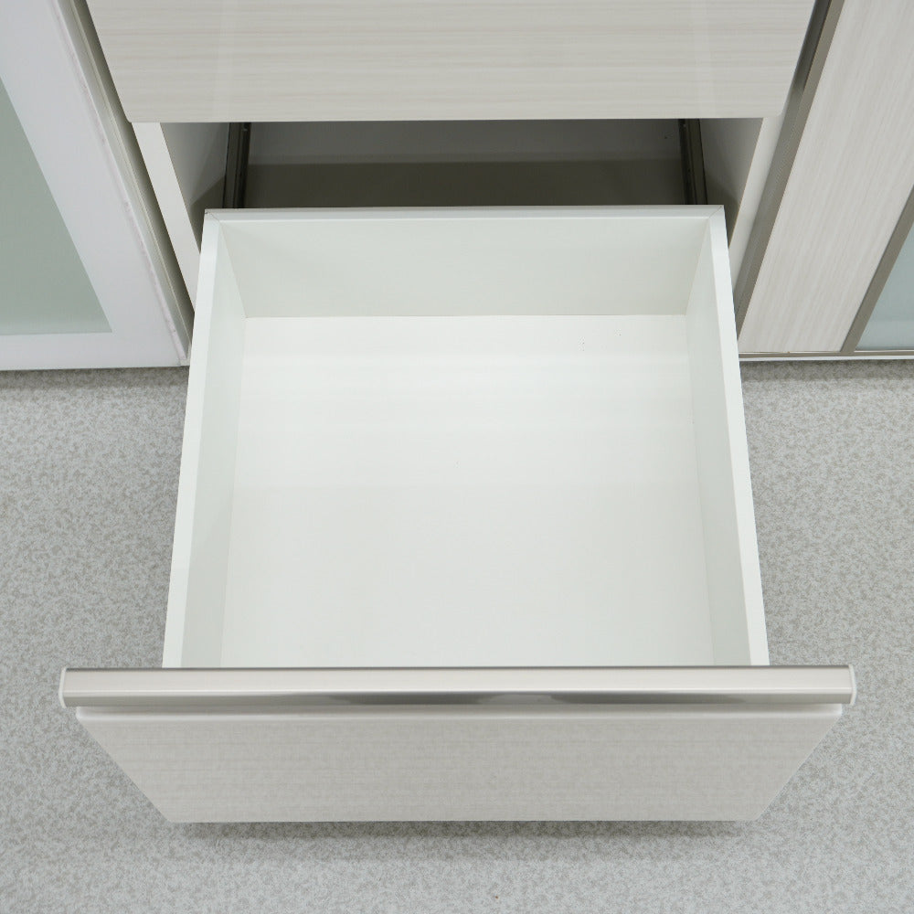 NITORI (ニトリ) 家具 キッチンカウンター レンジボード 食器棚 ガラス板 ホワイト 幅90cm