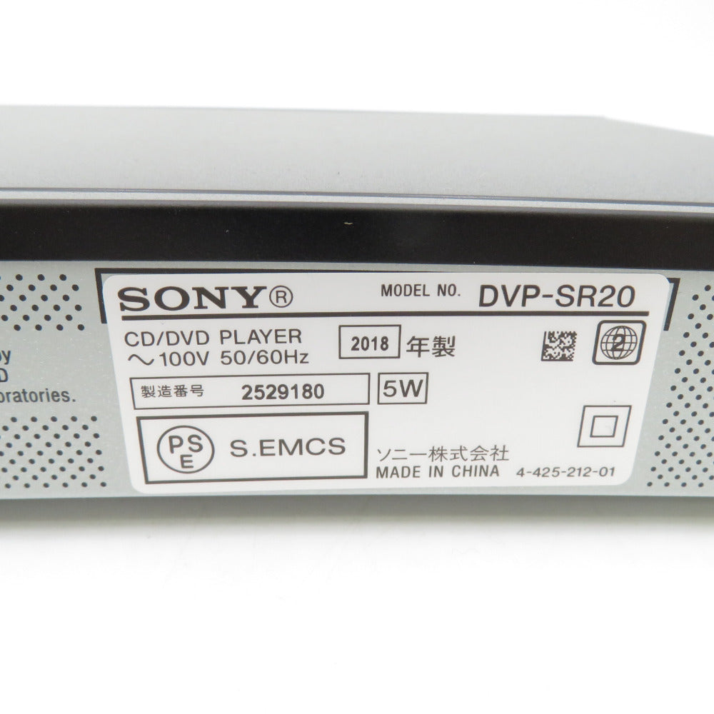 sony (ソニー) DVDプレーヤー 本体のみ ※映像/音声ケーブル・リモコン欠品 DVP-SR20