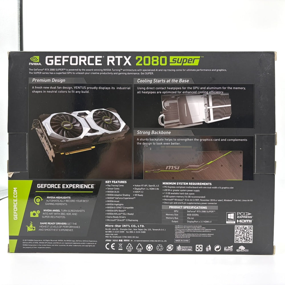 MSI エムエスアイ グラフィックボード GeForce RTX 2080 SUPER 8GB VENTUS OC 602-V372-214 中古
