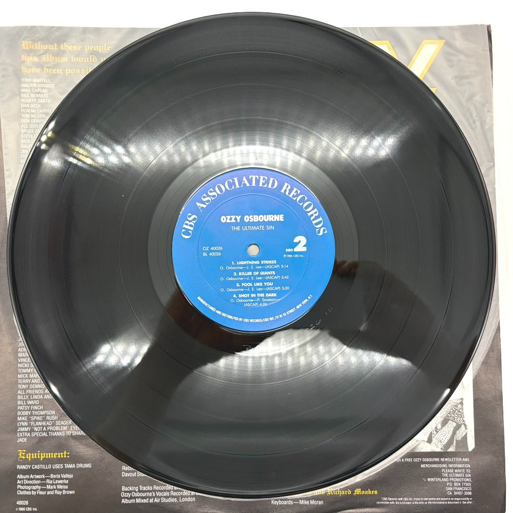 レコード LP Ozzy Osbourne The Ultimate Sin 罪と罰 動作未確認 中古