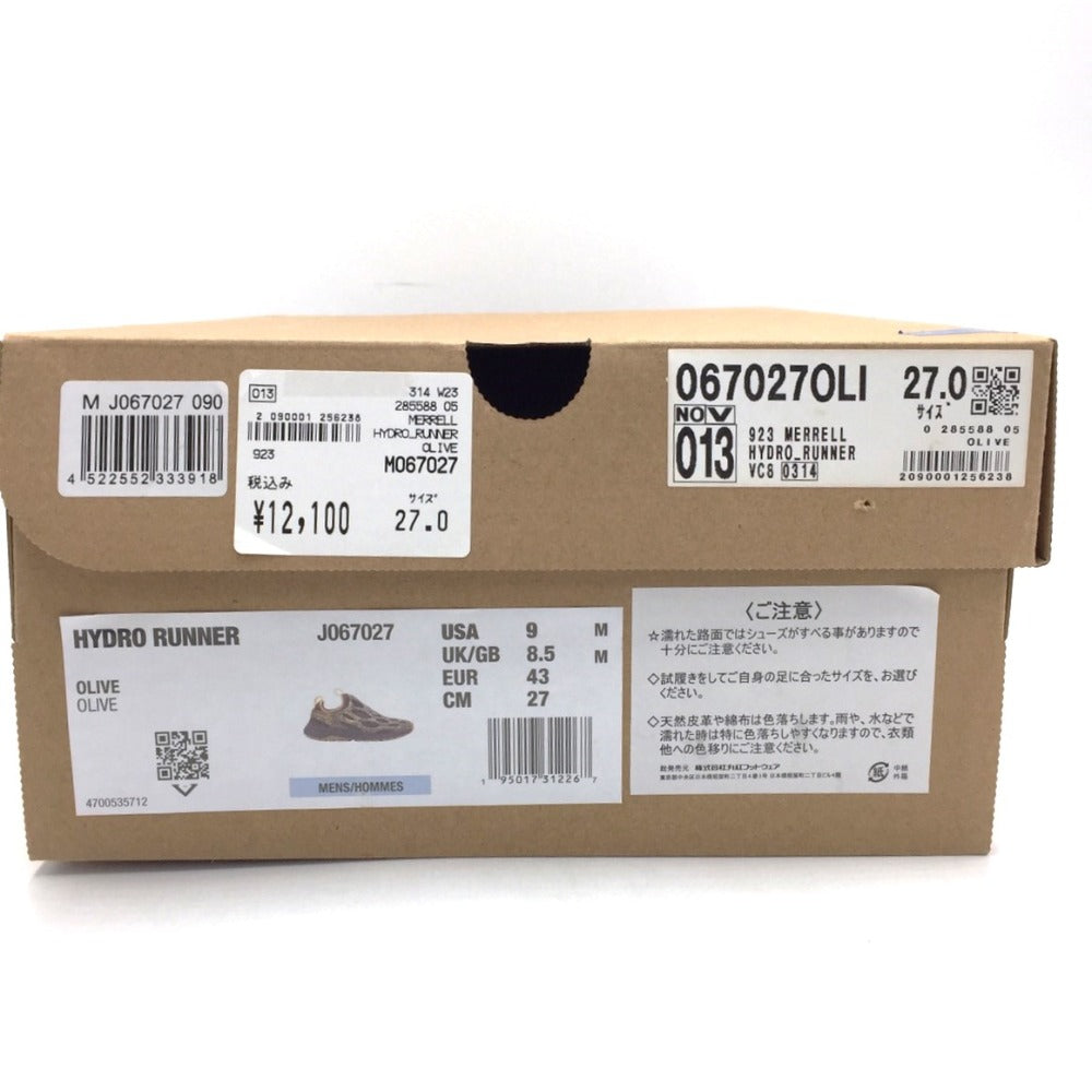 MERRELL (メレル) スニーカー MERRELL HYDRO RUNNER ハイドロランナー J067027 オリーブ 27.0cm 長さ30cm 美品