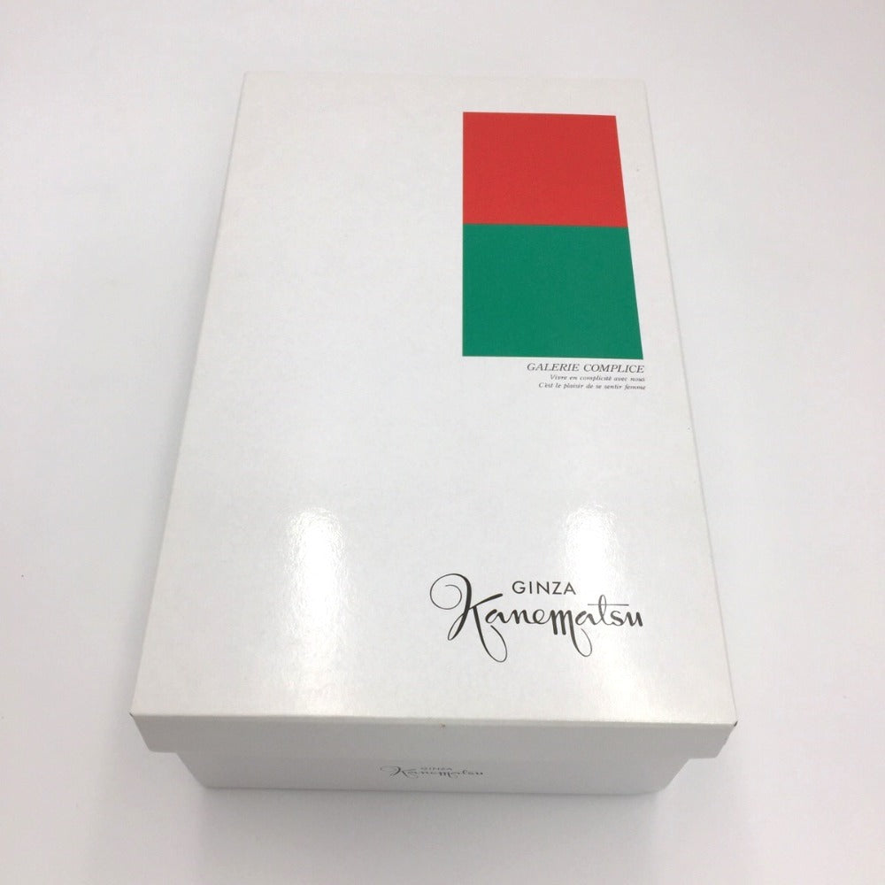 KANEMATSU (銀座かねまつ) パンプス 銀座かねまつ フラットパンプス スエード リボン ブラック 23.58cm 165691 長さ25cm 美品