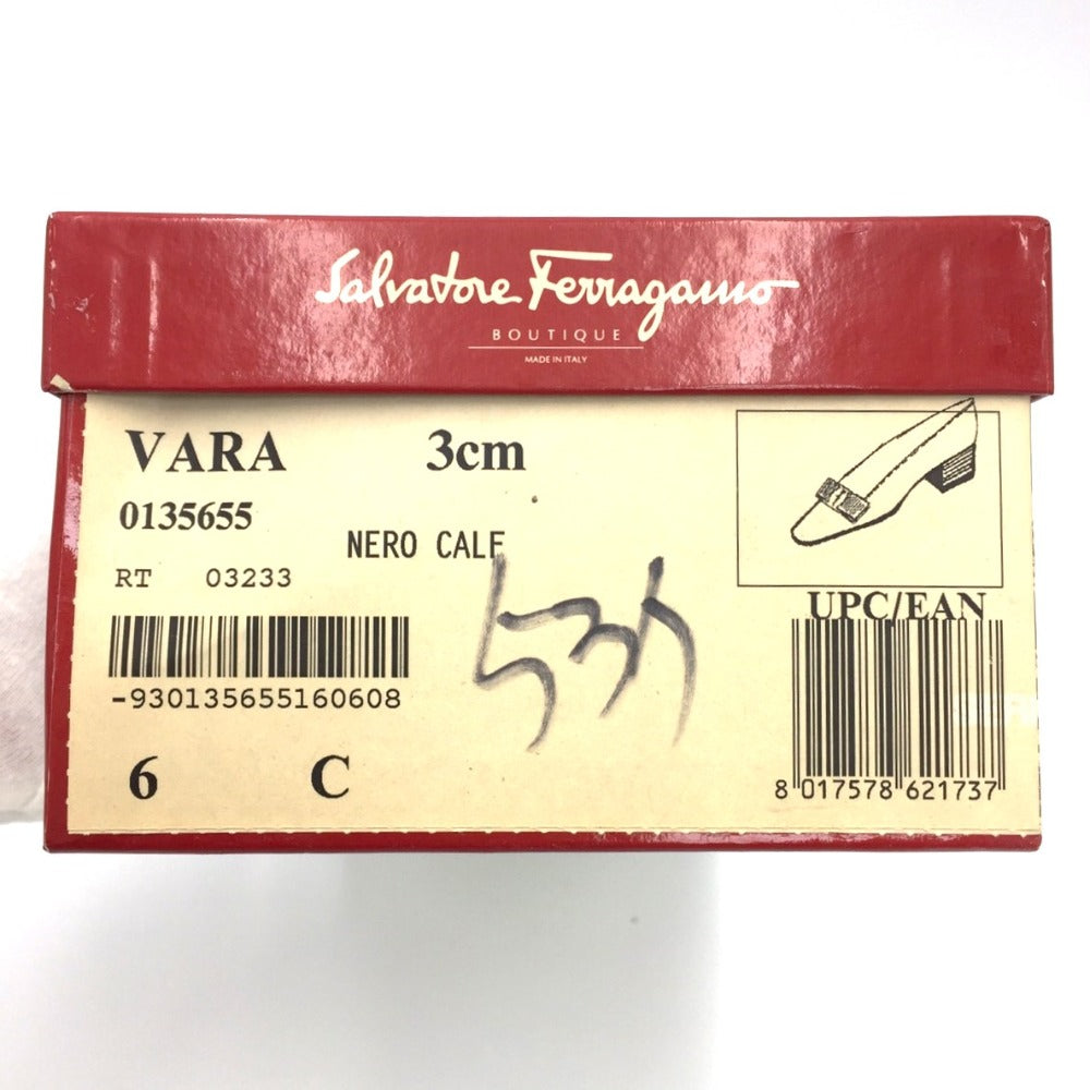 Salvatore Ferragamo (サルヴァトーレフェラガモ) パンプス Salvatore Feragamo VARA リボンパンプス ブラック 6 23.0cm 338 長さ24cm 未使用品