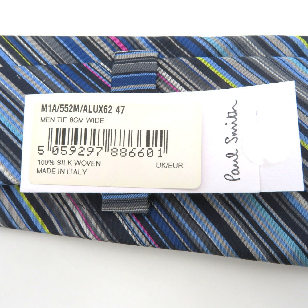 PAUL SMITH COLLECTION (ポールスミスコレクション) ネクタイ Paul Smith ネクタイ マルチカラー レジメンタルストライプ ブルー 長さ140cm 未使用品