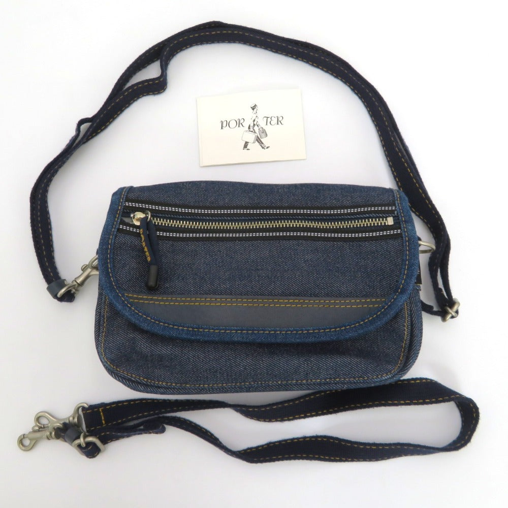 PORTER (ポーター) ショルダーバッグ PORTER ビンテージデニム 3wayショルダーバッグ ブルーデニム 美品