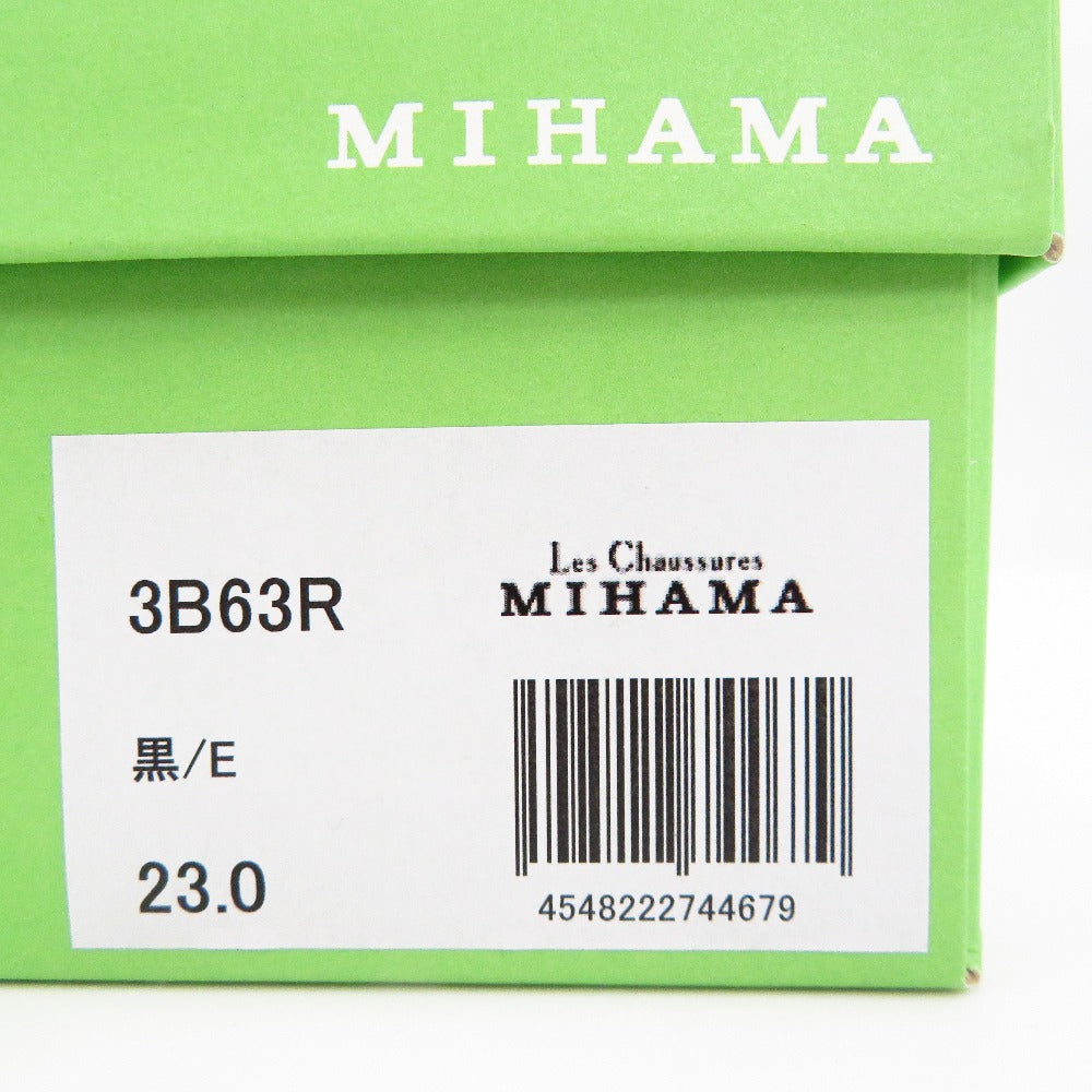 MIHAMA (ミハマ) パンプス MIHAMA ローヒールパンプス 3B63R リボン 黒 23.0cm カッターシューズ 長さ24cm 美品