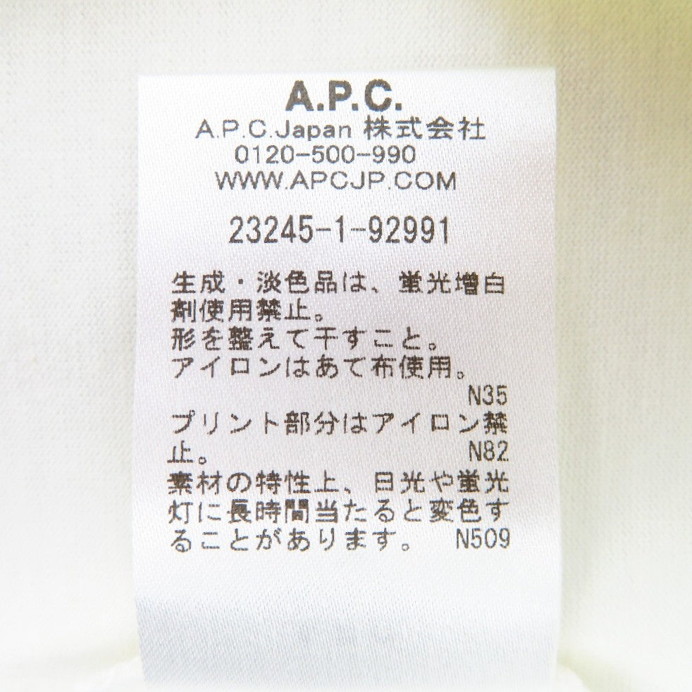 A.P.C. (アーペーセー) 半袖Tシャツ A.P.C. RETRO Tシャツ ロゴプリントTシャツ L オフホワイト×モスグリーン 23245-1-92991 美品