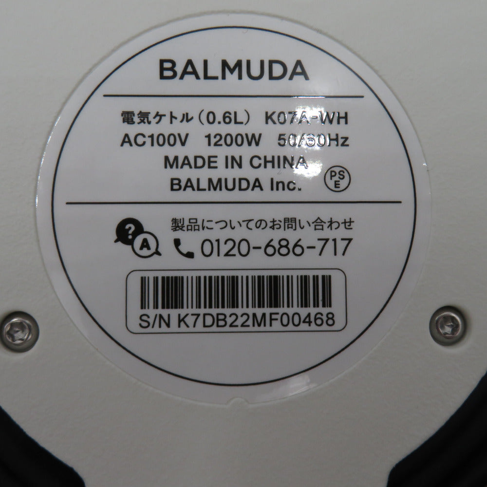 BALMUDA (バルミューダ) キッチン家電 The Pot 電気ケトル 0.6L 本体のみ K07AWH 美品