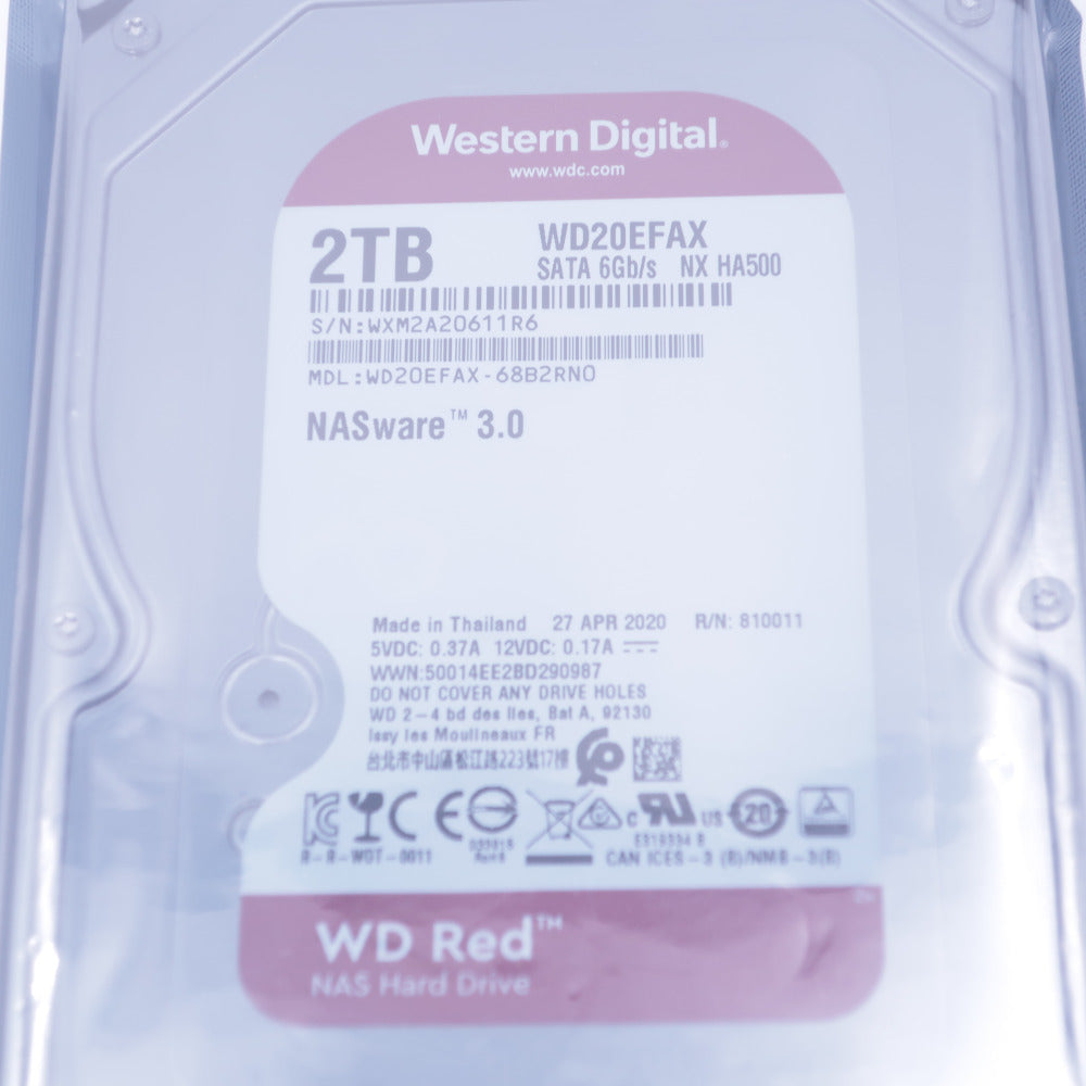 WesternDigital WD Red ウエスタンデジタル レッド NAS用 3.5インチ内蔵HDD 2TB NASハードディスクドライブ 本体のみ WD20EFAX 未使用品