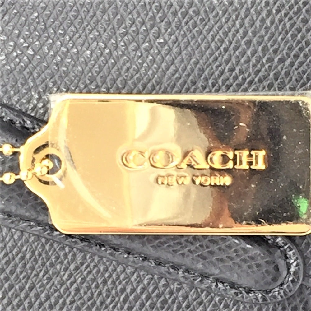COACH (コーチ) トートバッグ COACH ラグジュアリークロスグレーンレザー チェーンショルダートートバッグ ブラック F37201 美品
