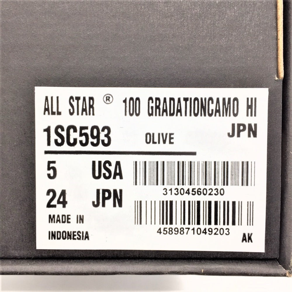 CONVERSE (コンバース) スニーカー CONVERSE ALL STAR 100 GRADATIONCAMO HI 1SC593 オリーブ 迷彩柄 24.0cm US5 長さ26cm 美品