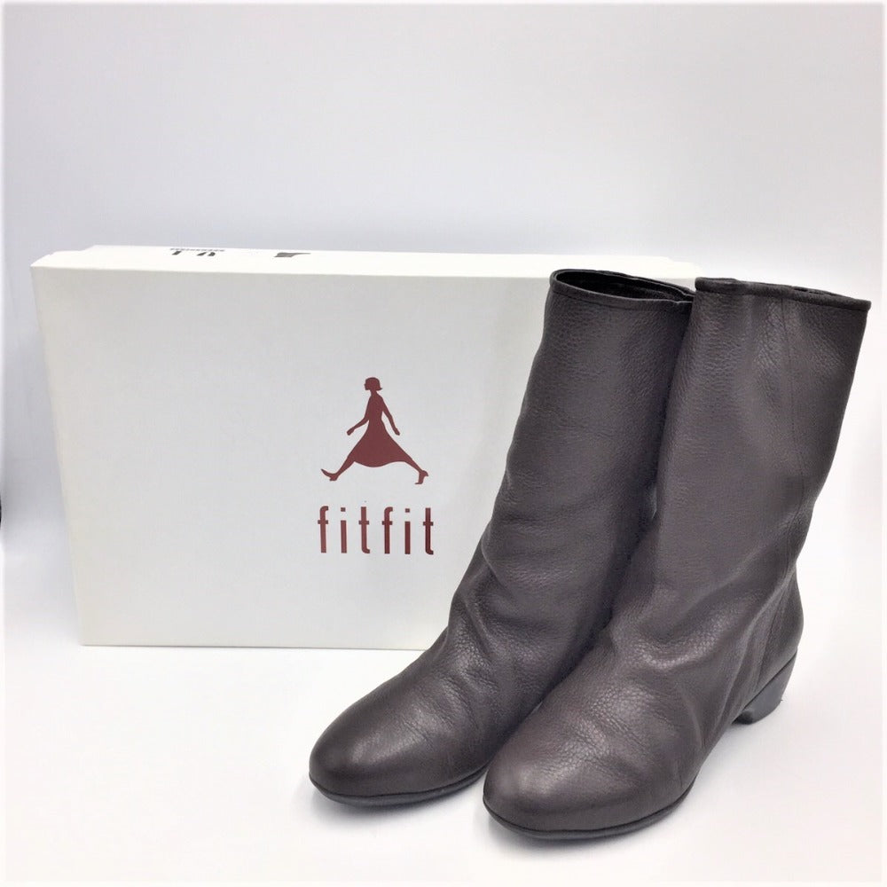 fitfit fitfit ポインテッドミドルブーツ ブラウン 24.0cm 83098