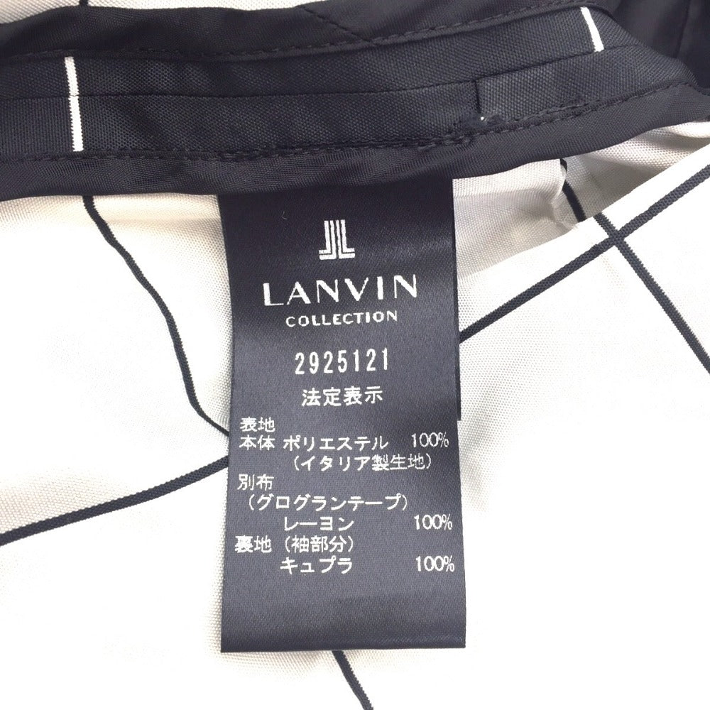 LANVIN COLLECTION (ランバン コレクション) アウターその他 LANVIN COLLECTION ノーカラーコート チェック ウィンドウペンリボン ブラック 38 M 2925121 美品