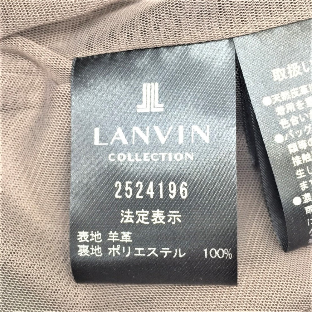 LANVIN COLLECTION (ランバン コレクション) アウターその他 LANVIN COLLECTION ノーカラーレザーコート カーキ パンチングメッシュ 38 2524196 美品
