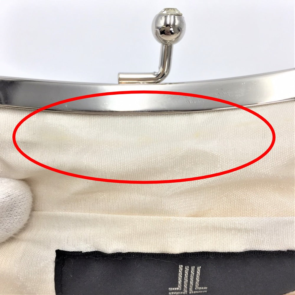 LANVIN COLLECTION (ランバン コレクション) その他バッグ LANVIN COLLECTION パーティーバッグ クラッチバッグ ビーズ リボン ホワイト 美品