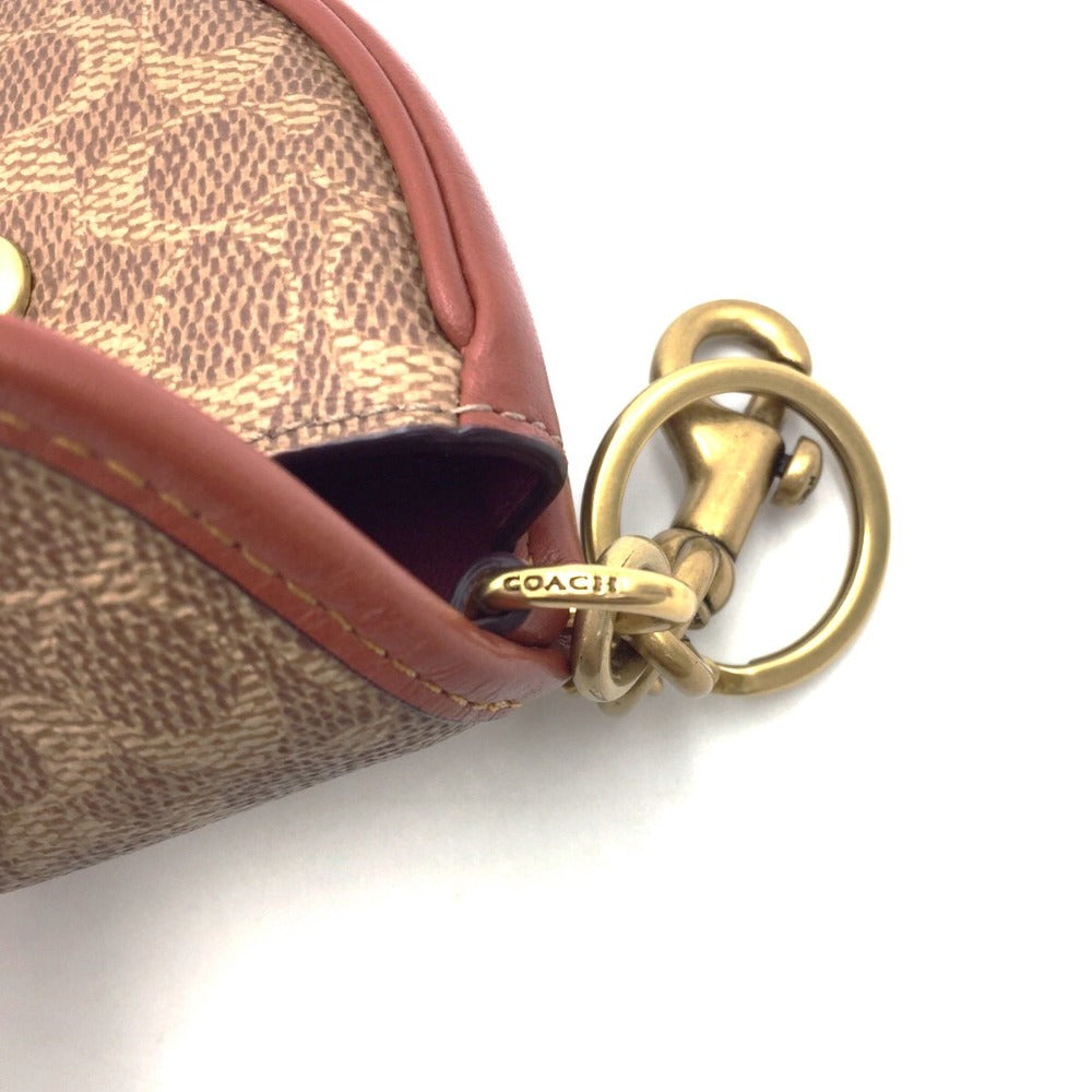 COACH (コーチ) キーホルダー COACH ミニサドル バッグチャーム シグネチャーキャンバス キーリング C5438 美品