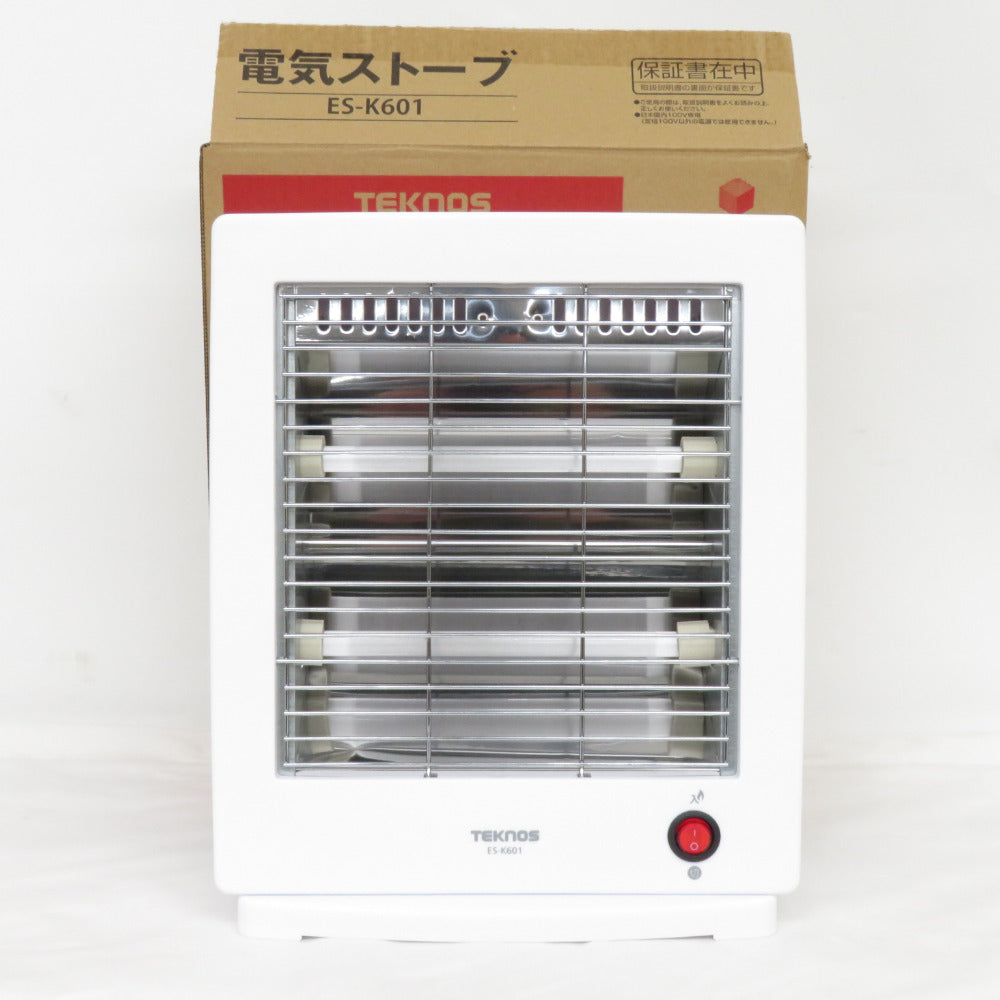 TEKNOS (テクノス) 暖房器具 電気ストーブ 石英管電気ストーブ 転倒OFFスイッチ搭載 薄型 ホワイト ES-K601 新品