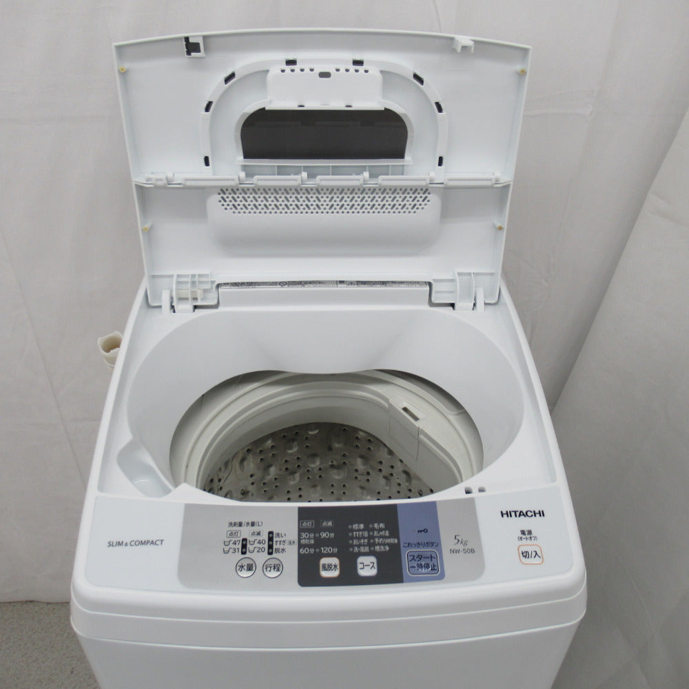 HITACHI 日立 白い約束 NW-50B 全自動電気洗濯機 5.0kg 2018年製 