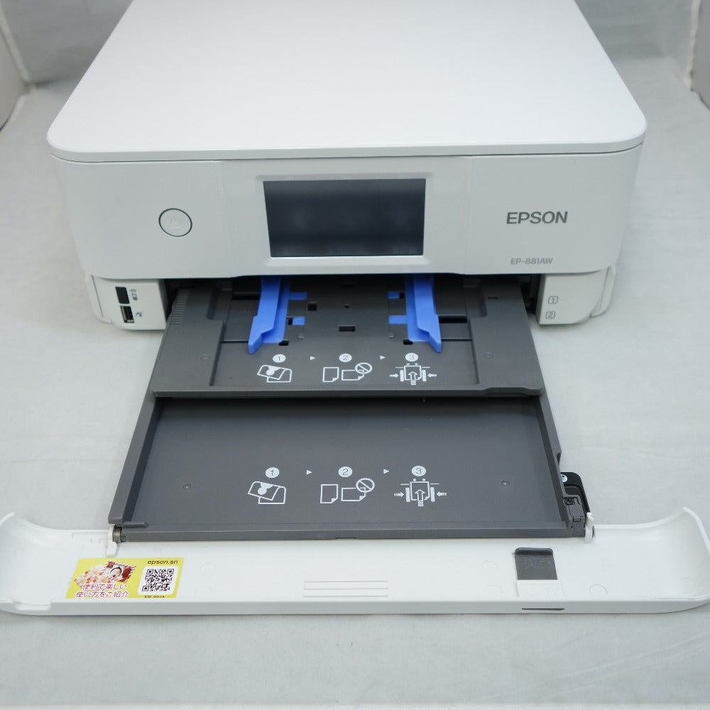 ジャンク品 Epson (エプソン) カラリオプリンター インクジェット複合機 プリンター ホワイト A4 EP-881AW