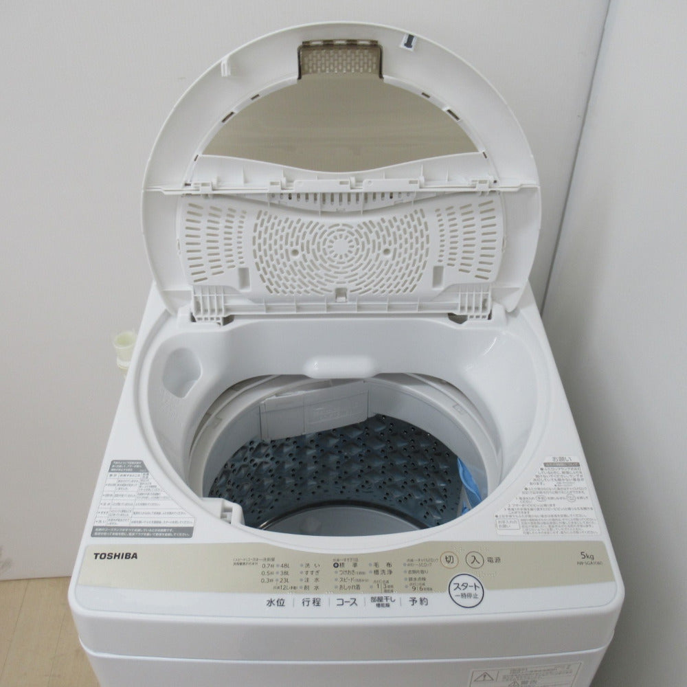 TOSHIBA 東芝 全自動電気洗濯機 AW-5GA1 5.0kg 2022年製 グランホワイト 簡易乾燥機能付 一人暮らし 洗浄・除菌済み