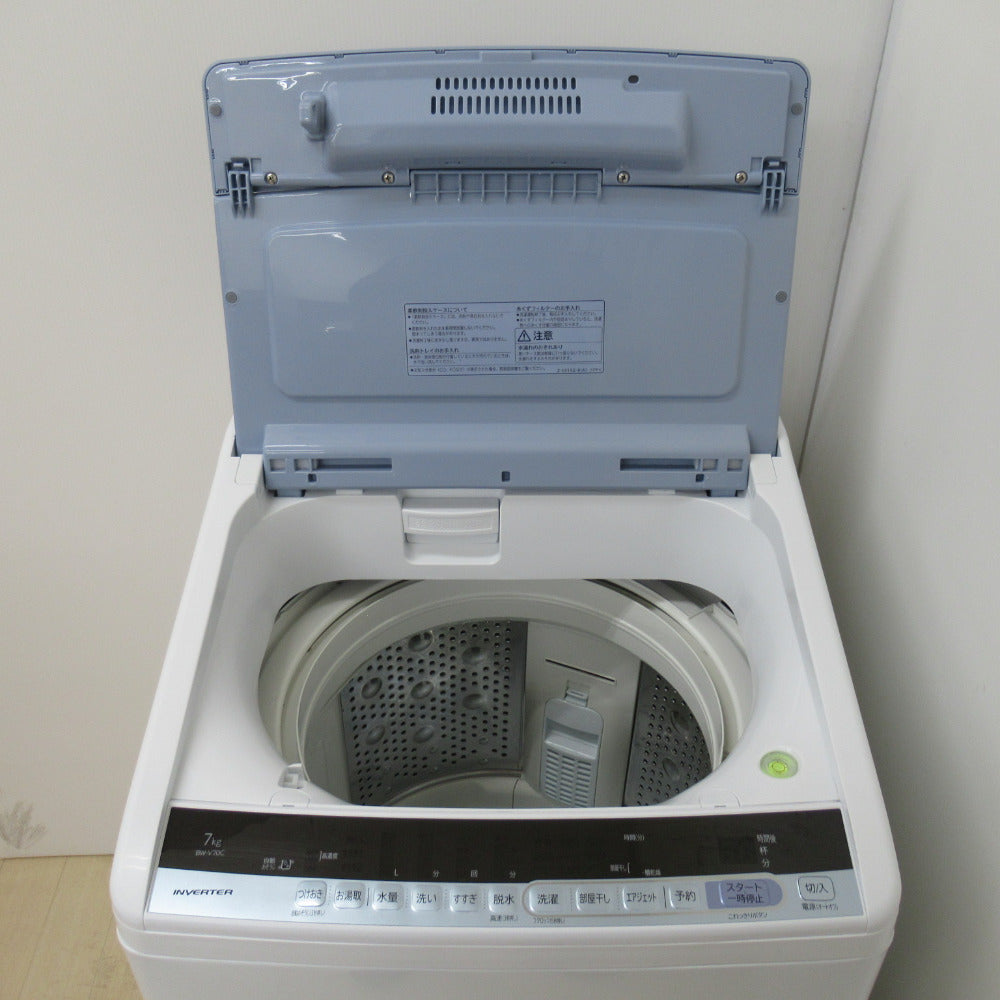 HITACHI 日立 全自動洗濯機 7.0kg BW-V70C ビートウォッシュ ナイアガラシャワー2019年製 ブルー 簡易乾燥機能付