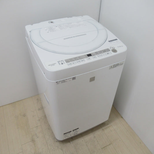 SHARP シャープ 全自動電気洗濯機 ES-G7E5 7.0kg 2018年製 ホワイト 簡易乾燥機能付 一人暮らし 洗浄・除菌済み