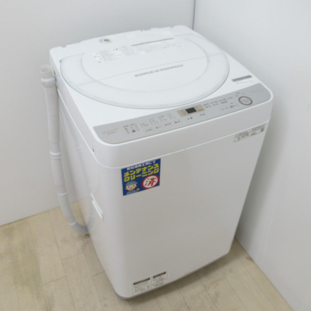 SHARP シャープ 全自動電気洗濯機 ES-GE7C 7.0kg 2019年製 ホワイト 簡易乾燥機能付 一人暮らし 洗浄・除菌済み