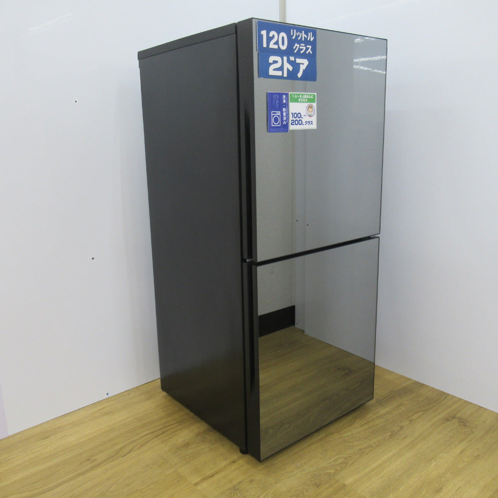 TWINBIRD ツインバード 冷蔵庫 間冷式(ファン式) 121L 2ドア HR-GJ12B ガラスドア ブラック 2023年製 一人暮らし 洗浄・除菌済み