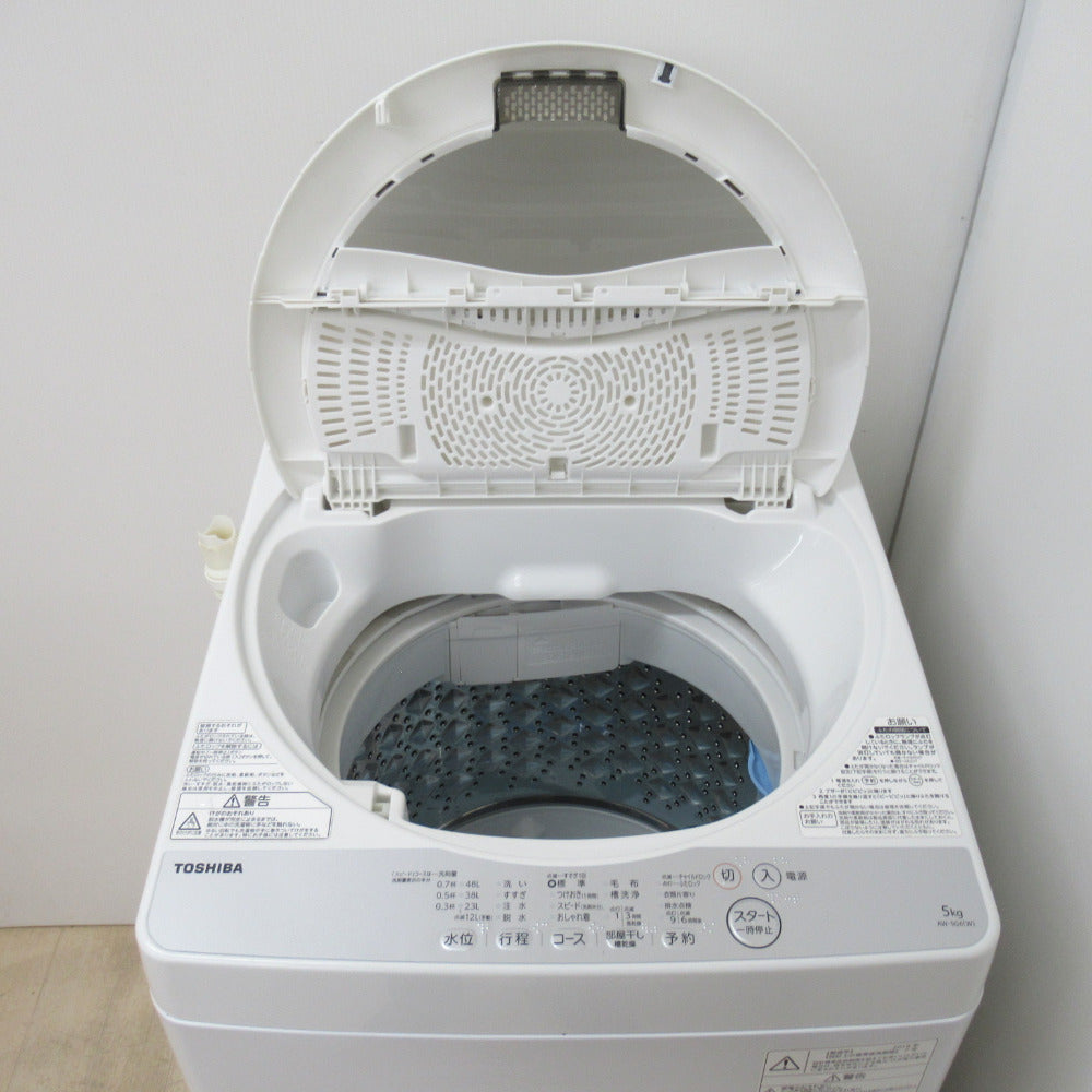 TOSHIBA 東芝 全自動電気洗濯機 AW-5G6 5.0kg 2018年製 グランホワイト 簡易乾燥機能付 一人暮らし 洗浄・除菌済み