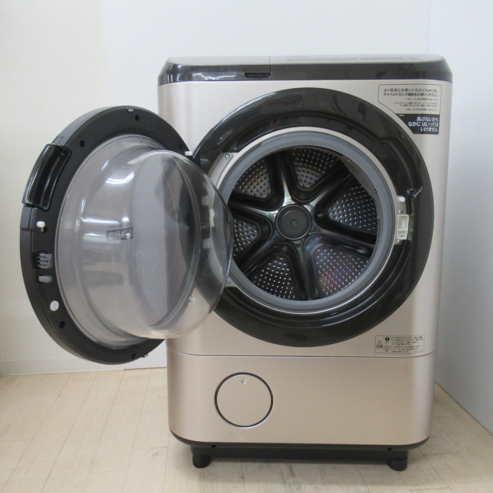HITACHI 日立 ドラム式洗濯乾燥機 ヒートリサイクル 風アイロン ビッグドラム BD-NX120FL 12kg 左開き 斜型  2021年式 ステンレスシャンパン