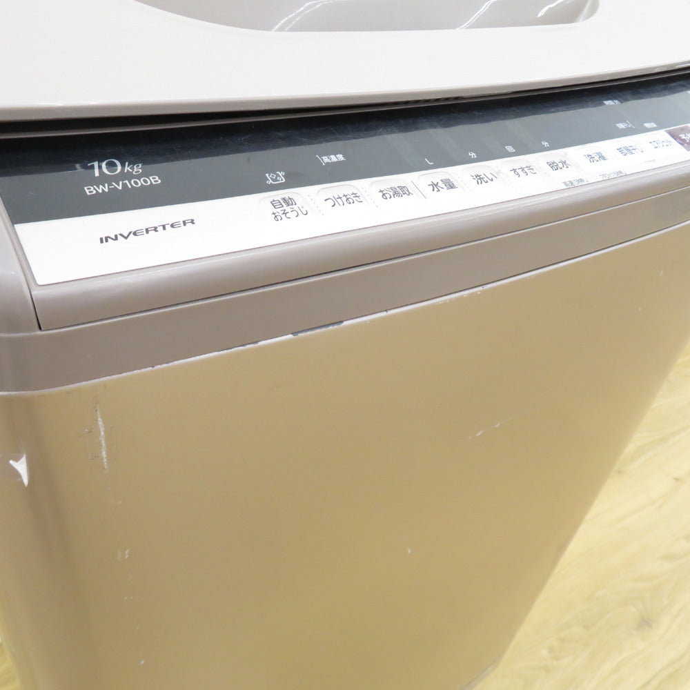 HITACHI 日立 全自動電気洗濯機 BW-V100B 10.0kg 2017年製 シャンパン 簡易乾燥機能付 洗浄・除菌済み