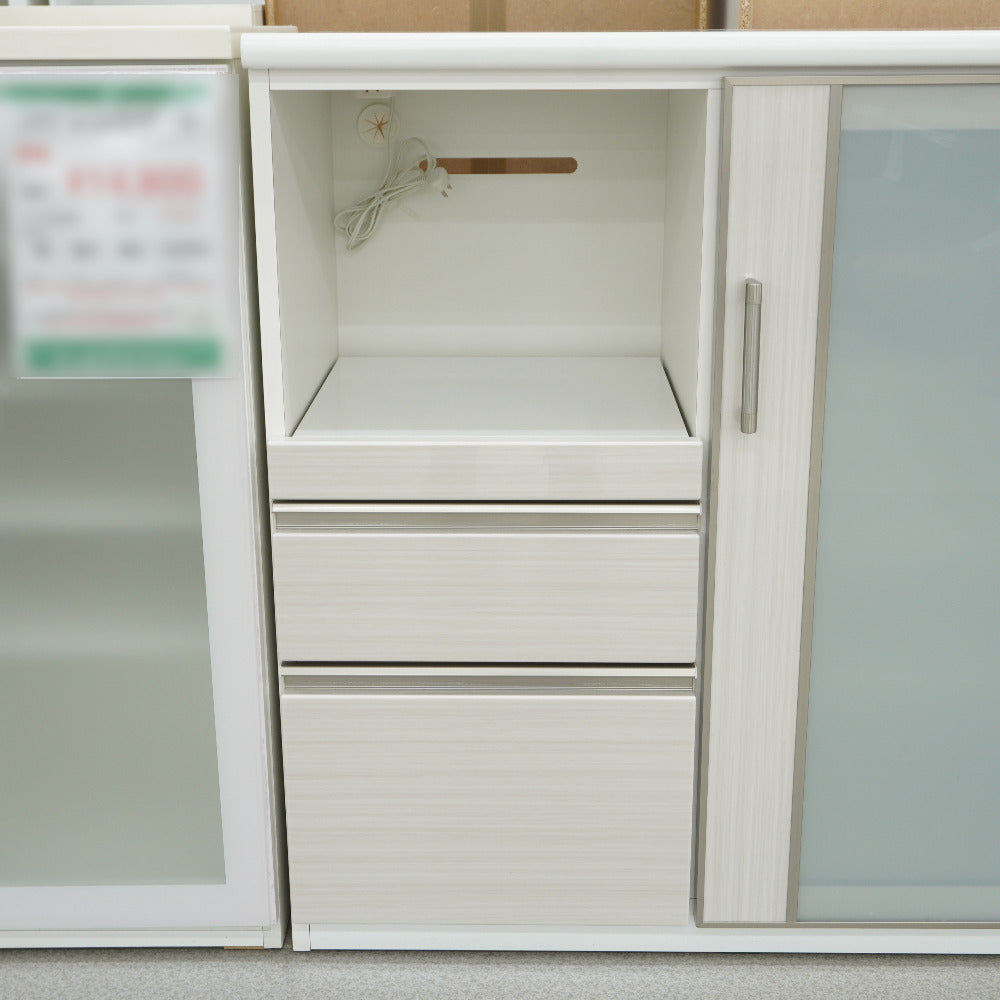 NITORI (ニトリ) 家具 キッチンカウンター レンジボード 食器棚 ガラス板 ホワイト 幅90cm ｜コンプオフ プラス – コンプオフプラス  公式ショップ