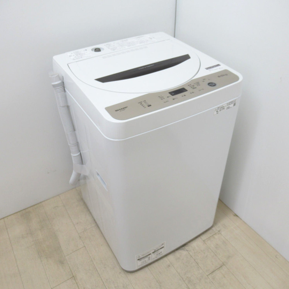 SHARP シャープ  全自動洗濯機 6.0kg ES-GE6F 2022年製 ブラウン 送風 乾燥機能付き 一人暮らし 洗浄・除菌済み