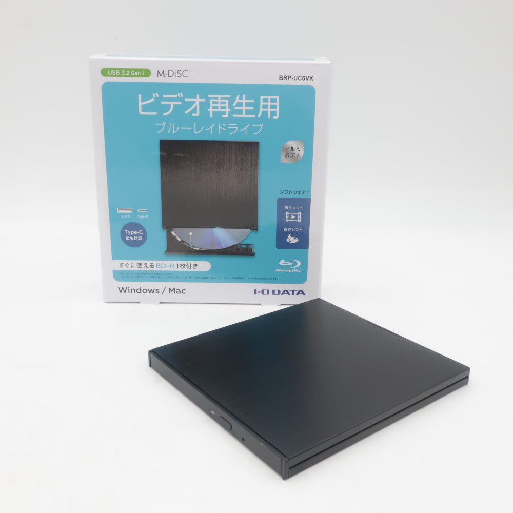 I-O DATA アイオーデータキキ Type-C対応 再生・保存ソフト付きポータブルブルーレイドライブ Windows・Mac両対応 BRP-UC6V
