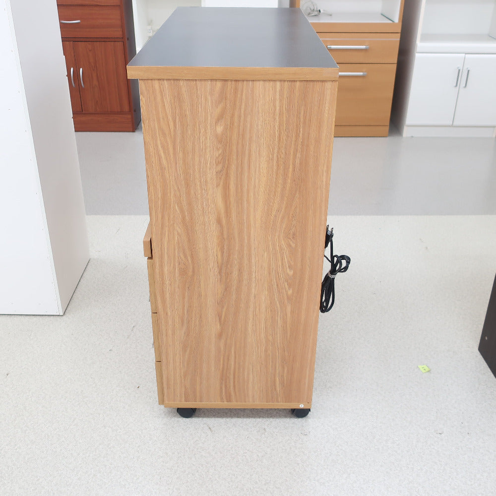家具 キッチンボードロータイプ　木目　黒天板