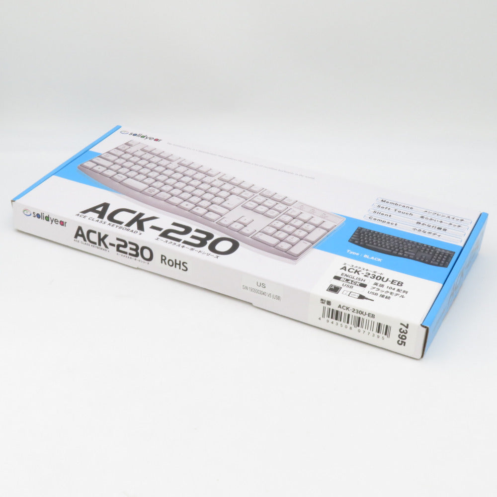 SolidYear ソリッドイヤー メンブレン キーボード エースクラスキーボード 有線 英語配列 ブラック ACK-230U-EB