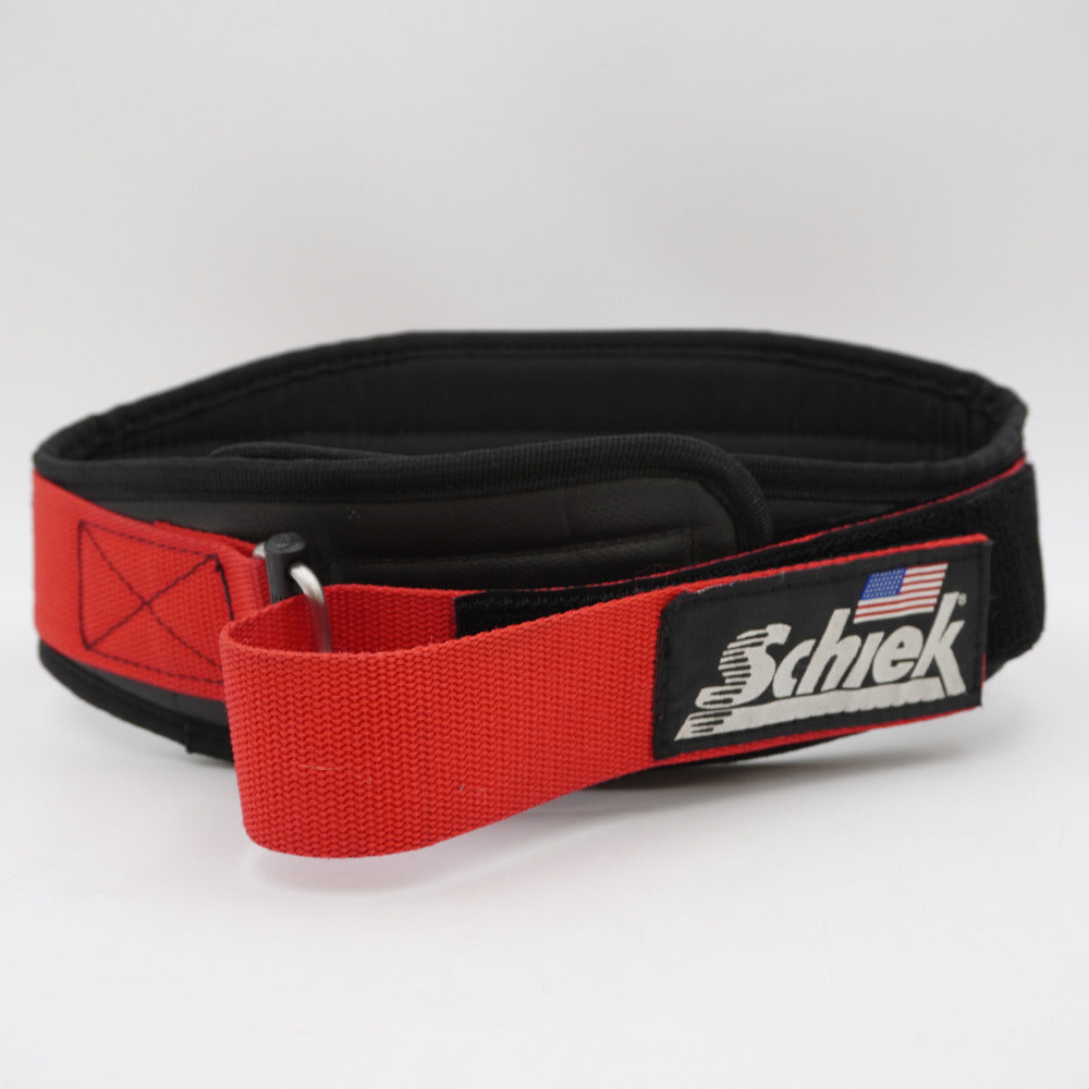 トレーニングベルト Schiek シーク パワーリフティングベルト Sサイズ レッド 約69-81cm 面ファスナー部分ほつれあり 3004