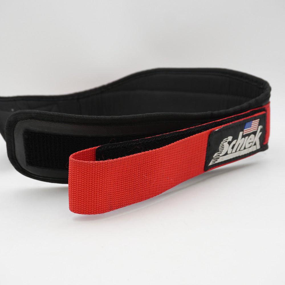 トレーニングベルト Schiek シーク パワーリフティングベルト Sサイズ レッド 約69-81cm 面ファスナー部分ほつれあり 3004