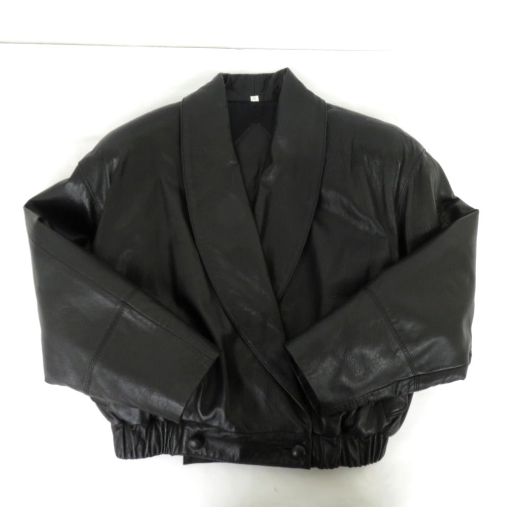 美品 ラムレザージャケット 中綿入り メンズL ブラック 昭和レトロ 肩パット