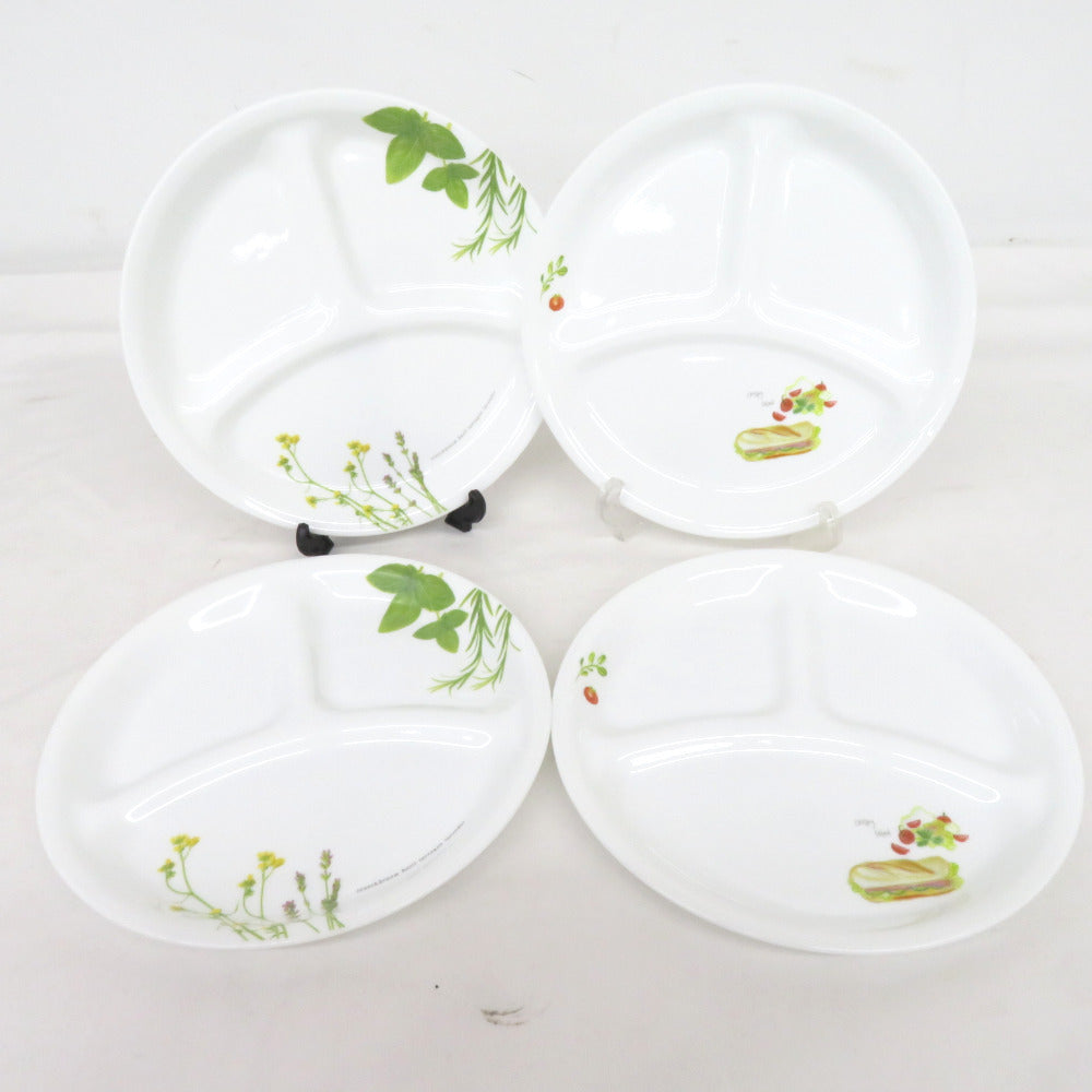 CORELLE (コレール)  ランチプレート　ヨーロピアンハーブ柄×2、クリスピーサンド柄×2　4枚セット 21.5cm