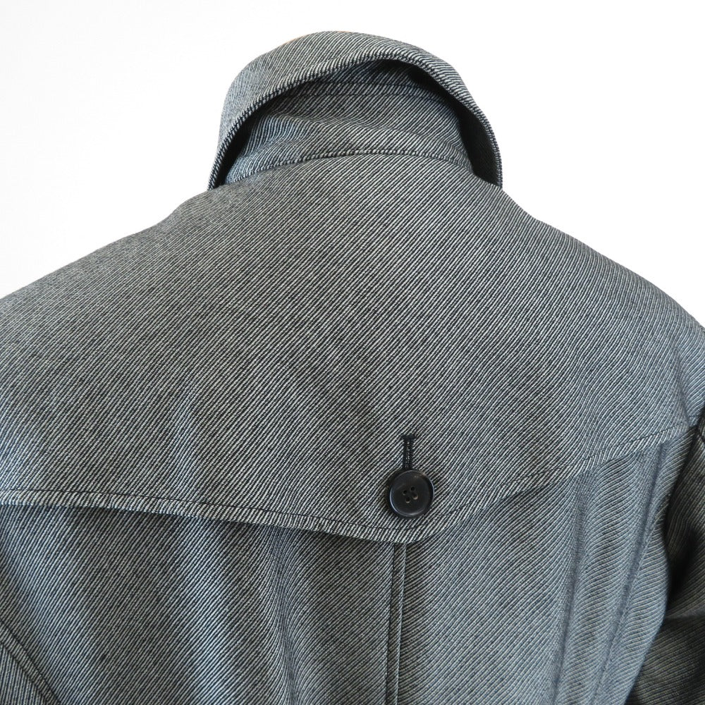 MORGAN HOMME モルガンオム ステンカラーコート グレー ヘリンボーン柄 ウール混 コート メンズ LL ライナー付き ビジネス カジュアル兼用