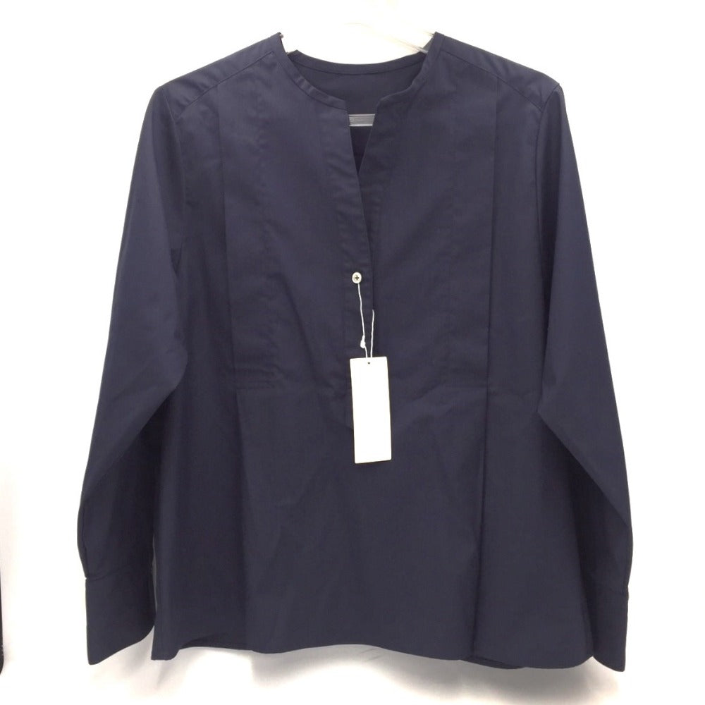 niuhans (ニュアンス) 長袖シャツ #newans ハッシュニュアンス タックデザイン スキッパーネックシャツ ネイビー 1 M 未使用品