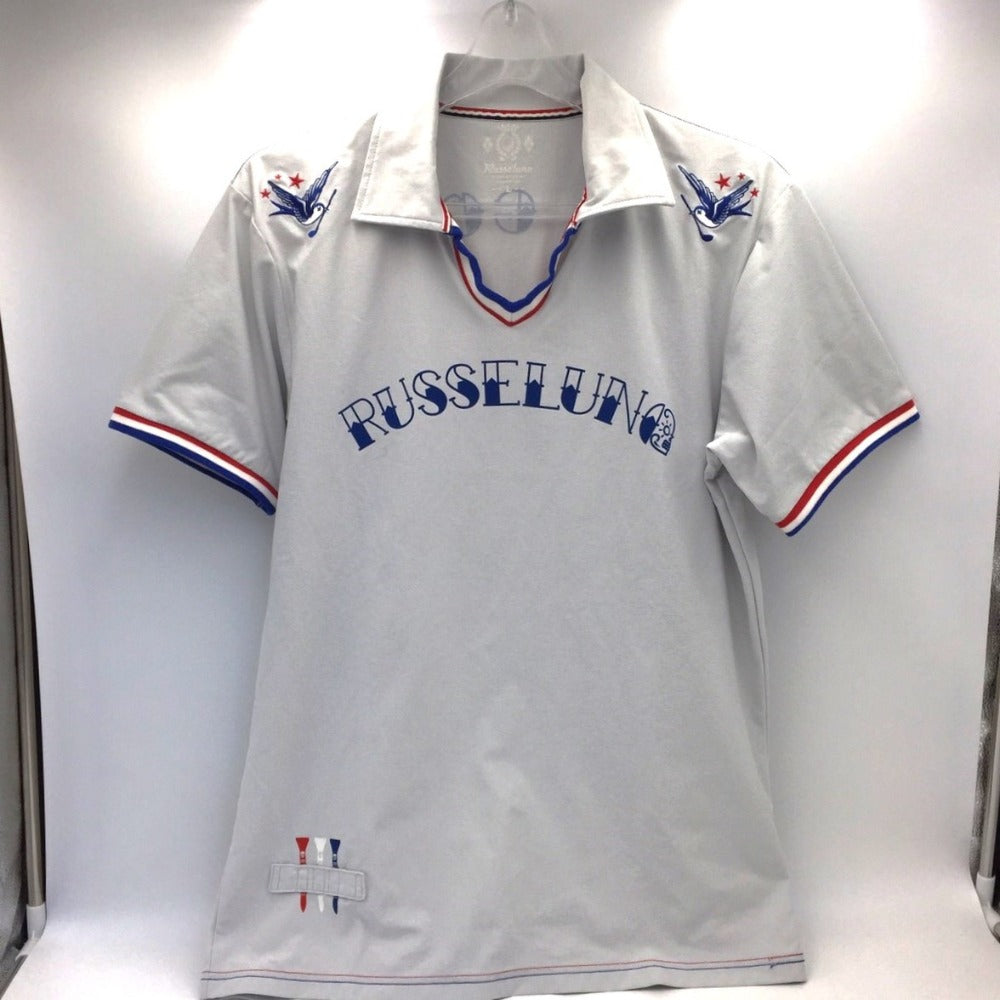 Russeluno (ラッセルノ) ポロシャツ Russeluno　ゴルフ　ポロシャツ　L　ライトグレー×トリコロール 美品