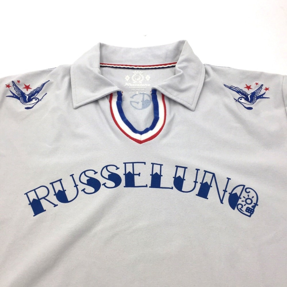 Russeluno (ラッセルノ) ポロシャツ Russeluno　ゴルフ　ポロシャツ　L　ライトグレー×トリコロール 美品