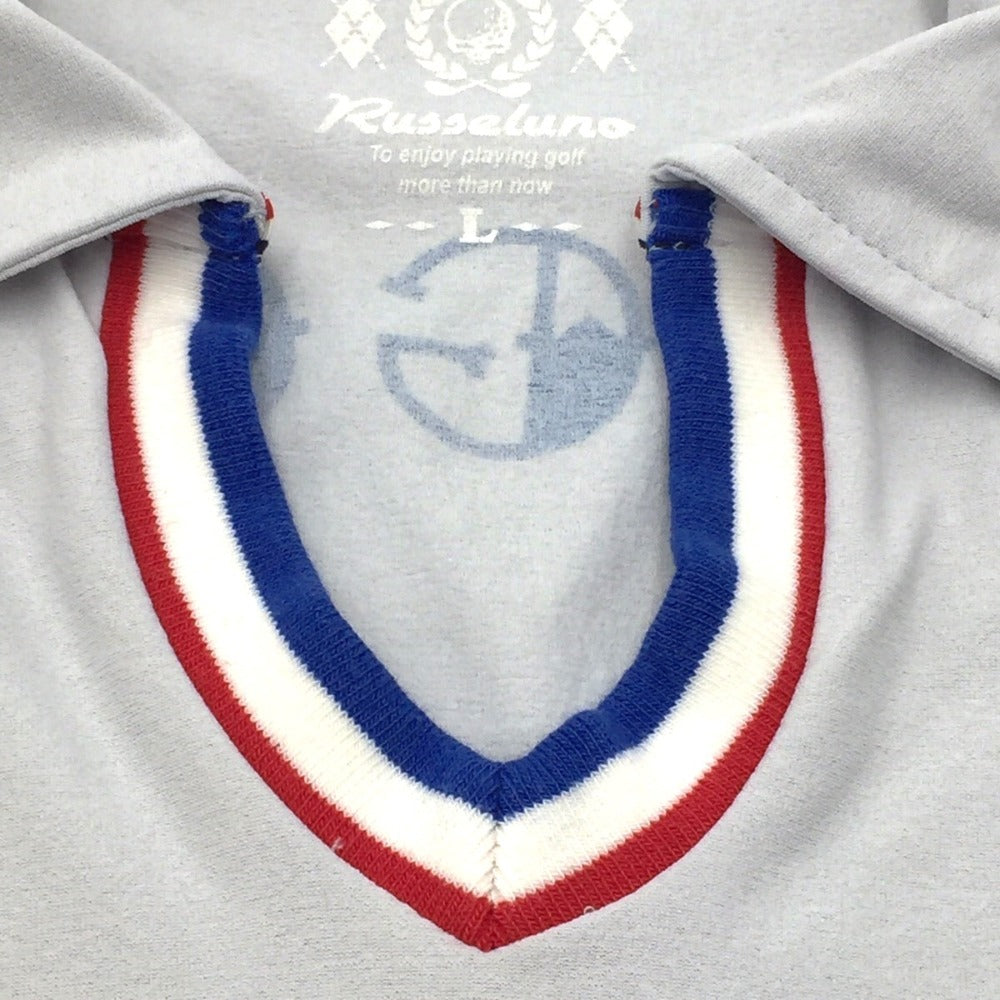 Russeluno (ラッセルノ) ポロシャツ Russeluno　ゴルフ　ポロシャツ　L　ライトグレー×トリコロール 美品
