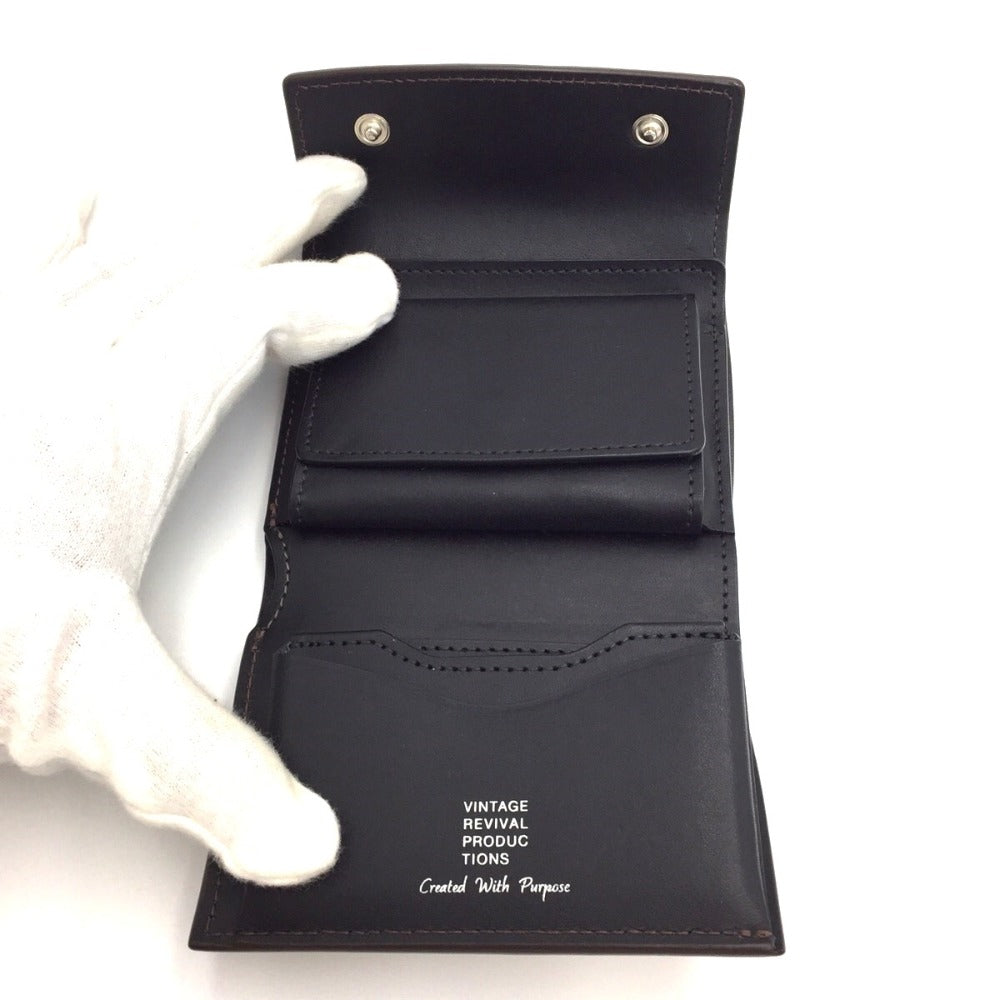 三つ折り財布 Vintage Revival Productions　縦づかい財布　ダークブラウン　三つ折り財布 美品
