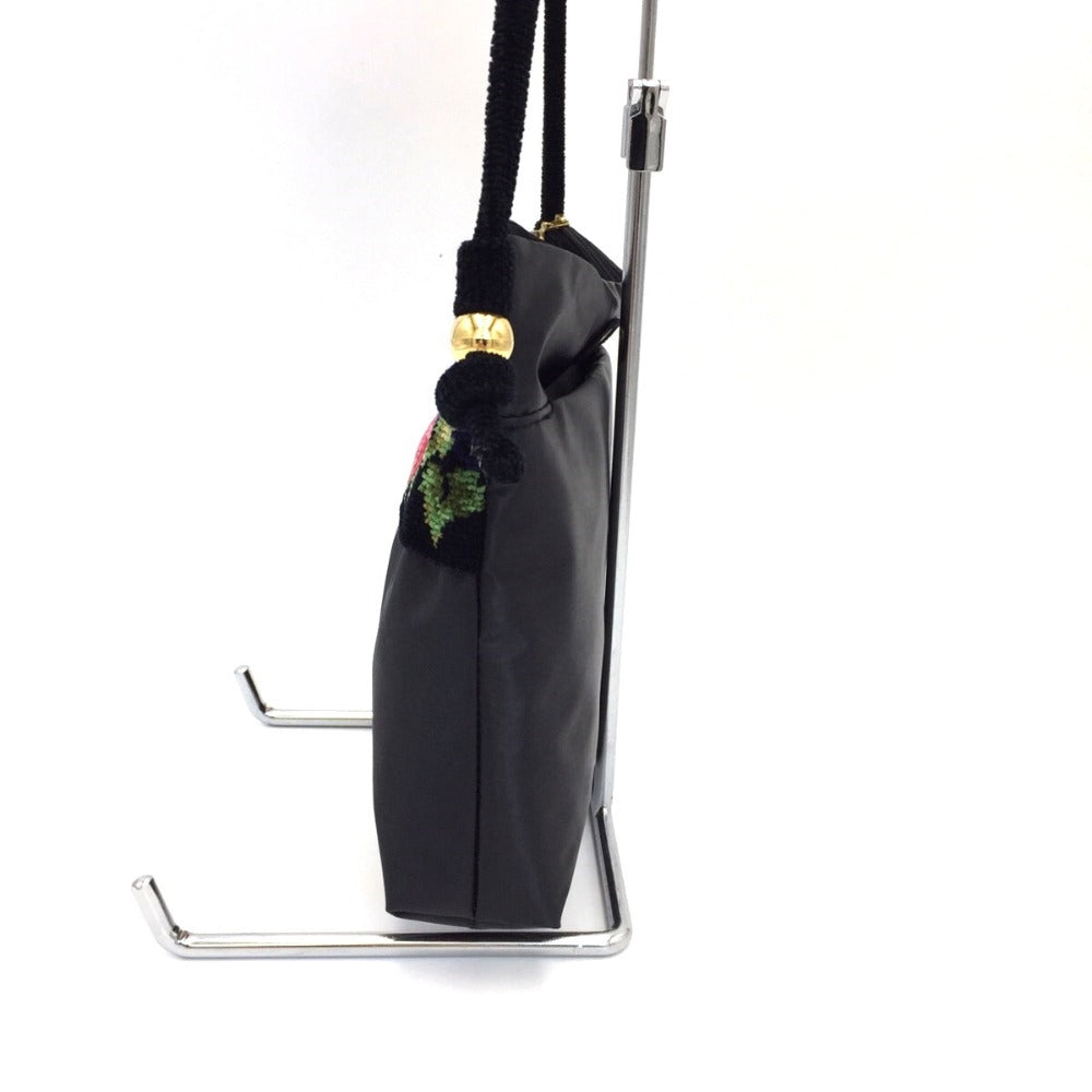 FEILER (フェイラー) ショルダーバッグ FEILER　ショルダーバッグ　フラワー×ブラック 美品