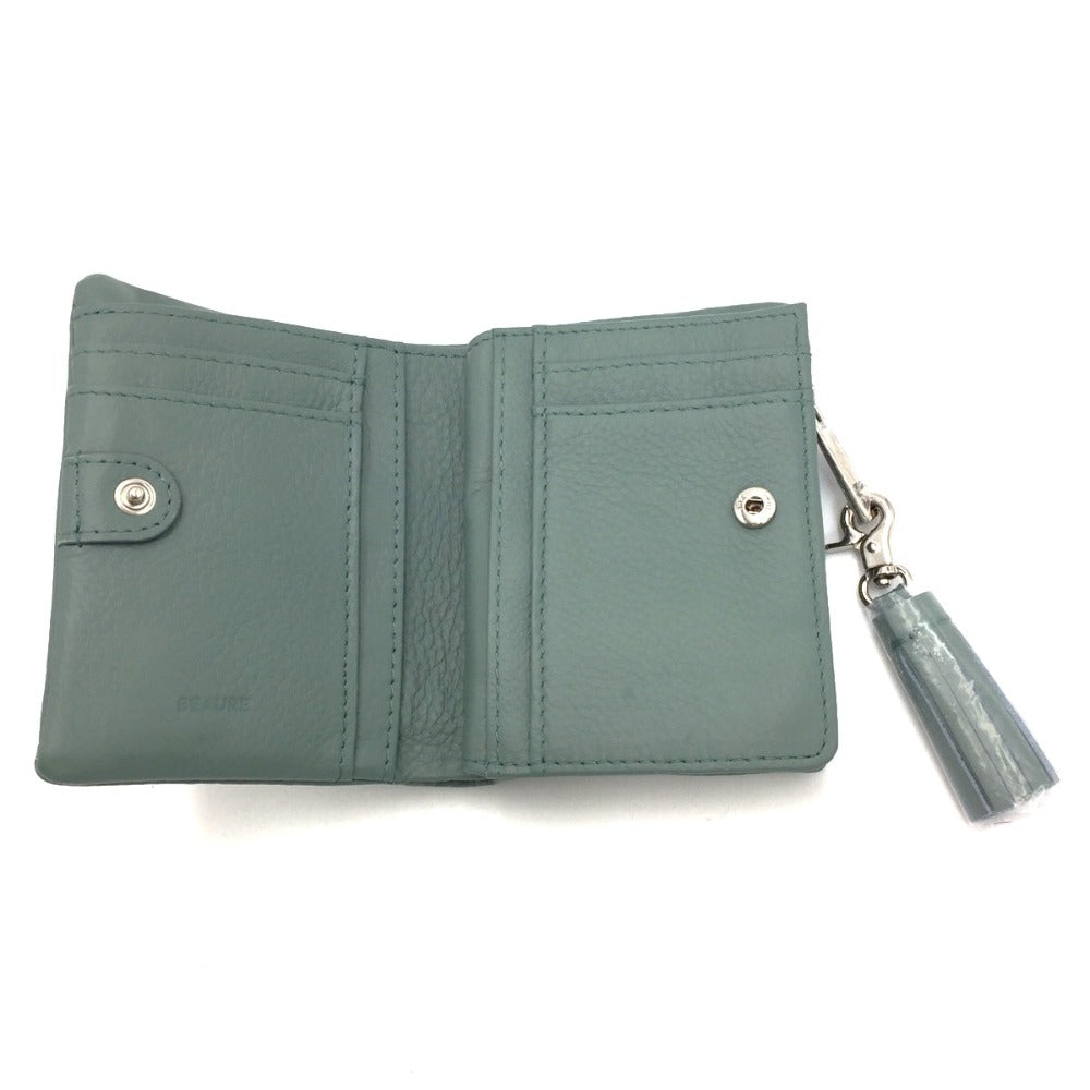 BEAU'RE (ビュレ) 二つ折り財布 BEAURE　カウレザー タッセル付き二つ折り財布　B-21121　サックス B-21121 未使用品